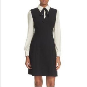 Kate spade bow tie black white crepe dress